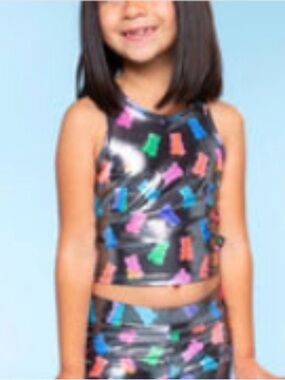 Girls Black Metallic Rainbow Gummy Bear Matching Set - Kids